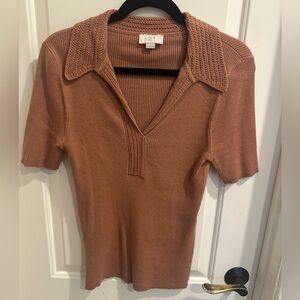 LOFT Women's Brown Short Sleeve Knit Top